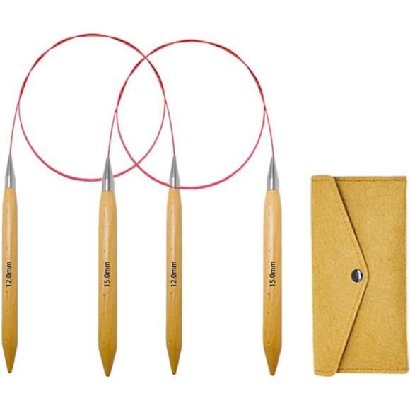 Circular Knitting Needles 12.0mm 15.0mm, Beech Wood Blanket Knitting Needle - Picture 1 of 7
